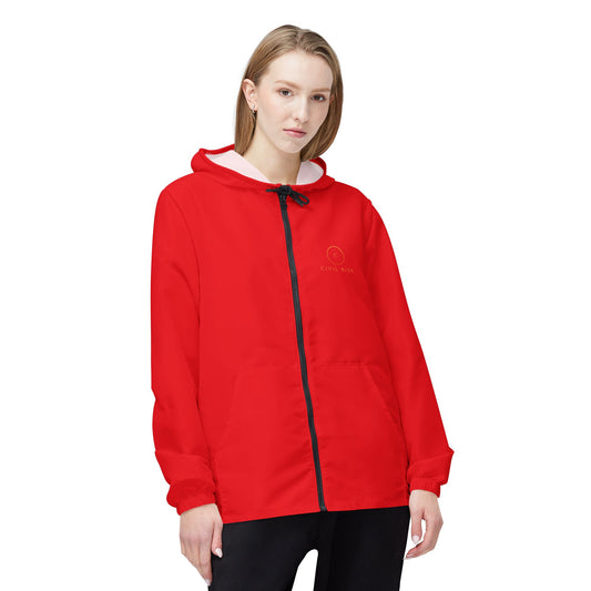 Civil Risk Red Hooded Windbreaker Jacket