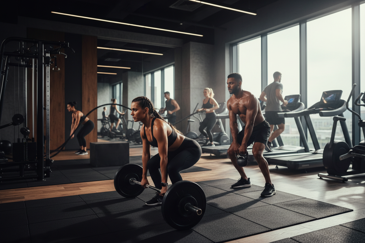 Men and women training together 